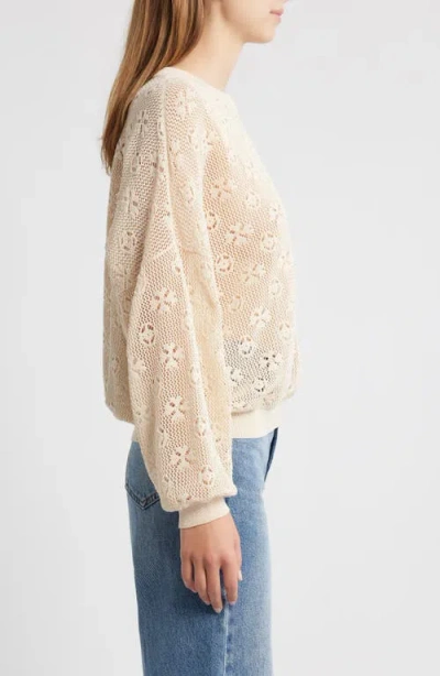 The Great . The Open Stitch Cotton Pullover In Neutral