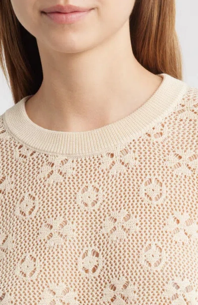 The Great . The Open Stitch Cotton Pullover In Neutral