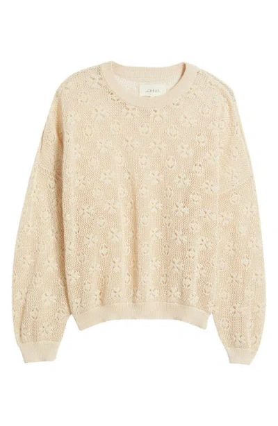 The Great . The Open Stitch Cotton Pullover In Neutral