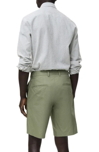 Mango Cotton Bermuda Shorts In Green
