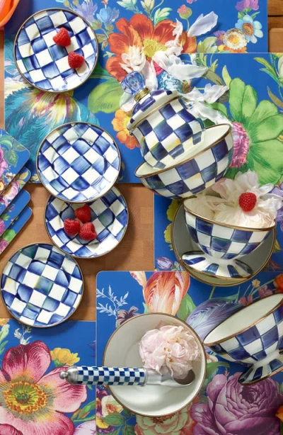 Mackenzie-childs Mackenzie Childs Royal Check Lidded Sugar Bowl In Blue