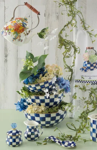 Mackenzie-childs Mackenzie Childs Royal Check Lidded Sugar Bowl In Blue