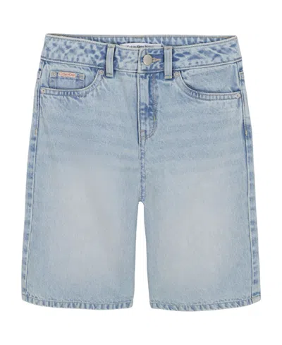 Calvin Klein Clavin Klein Big Girls Denim Jort Shorts In Blue