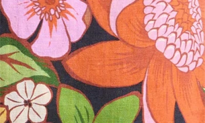Farm Rio Vivi Rosette Detail Floral Linen Blend Maxi Dress