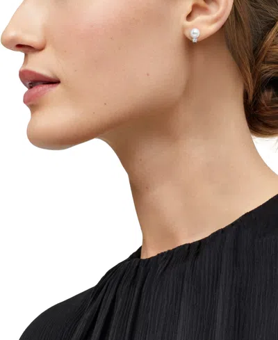 Grown With Love Cultured Freshwater Pearl (7mm) & Lab Grown Diamond (1/3 Ct. T.w.) Stud Earrings In 14k Gold