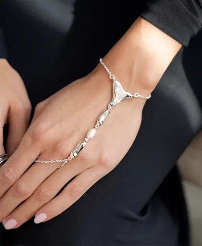 Ettika Liquid Metal Cultured Freshwater Pearl Hand Chain