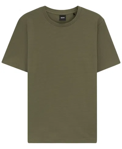 Hugo Boss Boss By  Men's Bubble-jacquard Structure T-shirt In Green