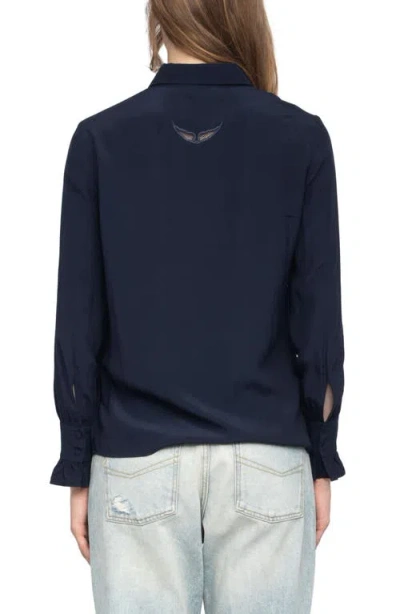 Zadig & Voltaire Thely Frill Button-up Shirt Shirt In Blue