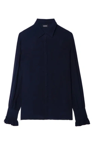 Zadig & Voltaire Thely Frill Button-up Shirt Shirt In Blue