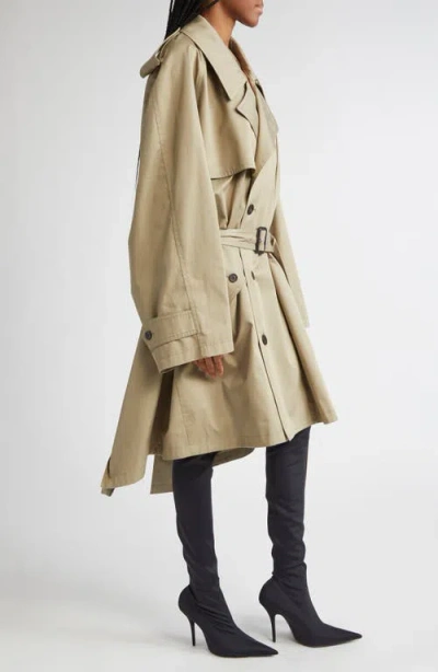 Balenciaga Draped Trench Coat In Neutral