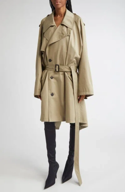 Balenciaga Draped Trench Coat In Neutral