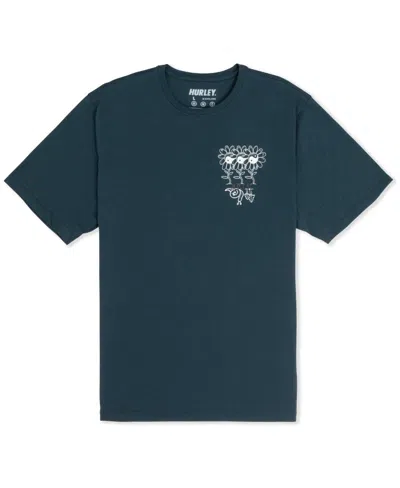 Hurley Men's Skulls And Flowers Short Sleeve T-shirt In Blue
