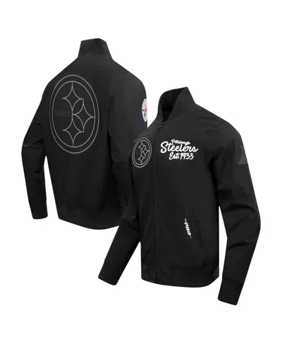 Pro Standard Men's Black Pittsburgh Steelers Paint The City Twill Full-zip Jacket In Black