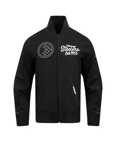 Pro Standard Men's Black Pittsburgh Steelers Paint The City Twill Full-zip Jacket In Black