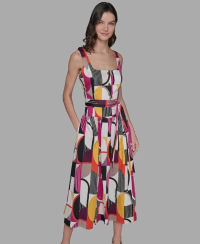 Karl Lagerfeld Petite Abstract-print Midi Dress In Multi
