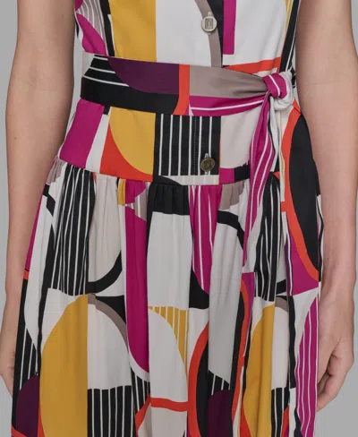 Karl Lagerfeld Petite Abstract-print Midi Dress In Multi
