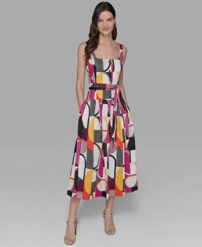 Karl Lagerfeld Petite Abstract-print Midi Dress In Multi
