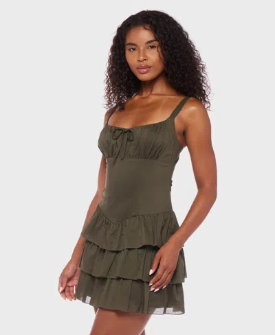 Alex & Sophia Juniors' Cotton Voile Tiered Fit & Flare Dress In Gray