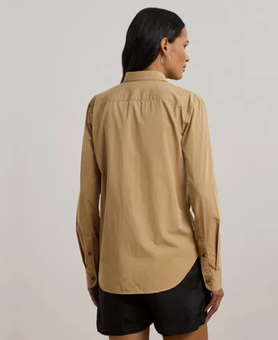 Ralph Lauren Plus Size Relaxed-fit Featherweight Cotton Shirt In Brown