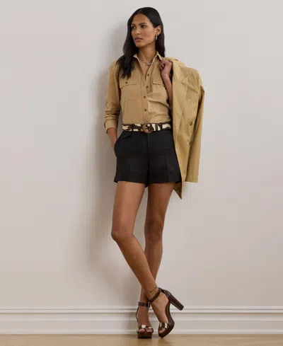 Ralph Lauren Plus Size Relaxed-fit Featherweight Cotton Shirt In Brown