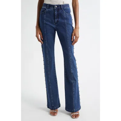 Cinq À Sept Shailene Studded Flare Jeans In Blue