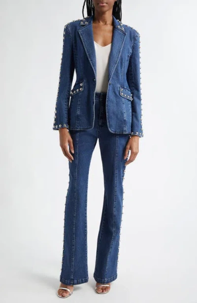 Cinq À Sept Shailene Studded Flare Jeans In Blue