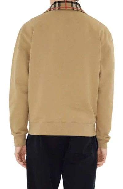 Burberry Beige Stripe Collar Half-zip Sweatshirt In Brown
