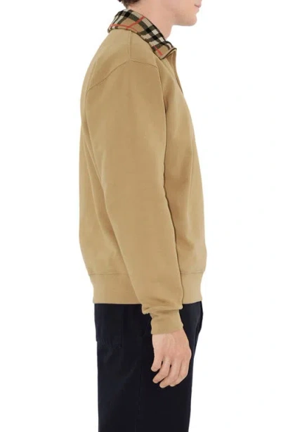 Burberry Beige Stripe Collar Half-zip Sweatshirt In Brown