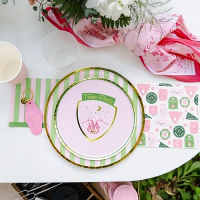 Jollity & Co . Camp Bachelorette Stripe Dinner Plates