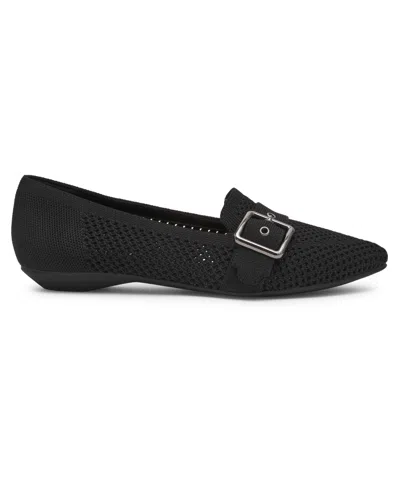 Anne Klein Women's Oakland Buckle Strap Knit Flats