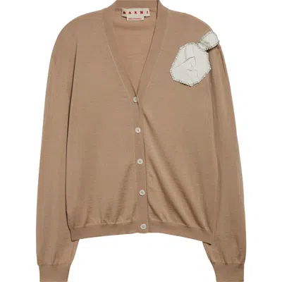 Marni Rose Appliqué Virgin Wool & Silk Cardigan