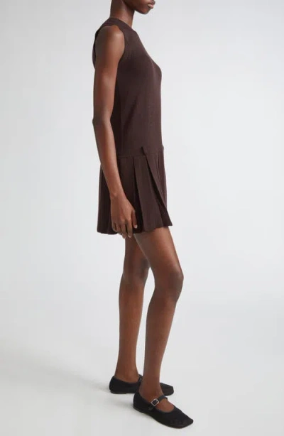Sandy Liang Millie Pleated Merino Wool Sweater Dress In Gray