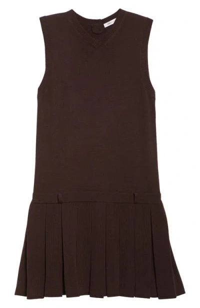 Sandy Liang Millie Pleated Merino Wool Sweater Dress In Gray