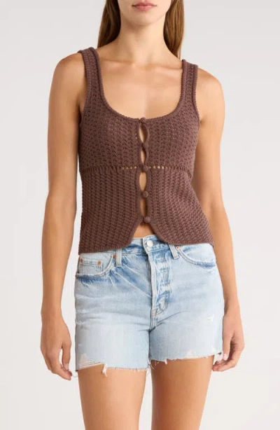 Pacsun Mandy Open Stitch Knit Tank In Brown
