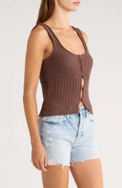 Pacsun Mandy Open Stitch Knit Tank In Brown
