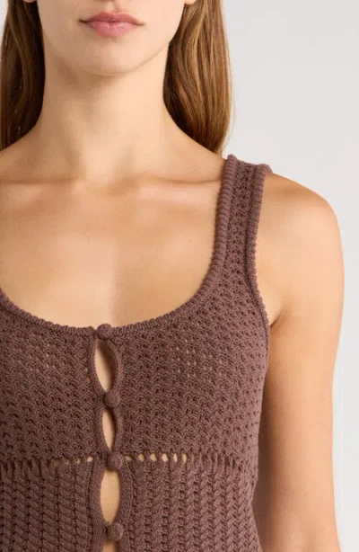 Pacsun Mandy Open Stitch Knit Tank In Brown