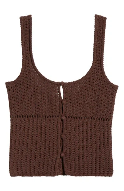 Pacsun Mandy Open Stitch Knit Tank In Brown