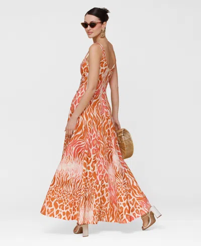 Avec Les Filles Mixed Animal Print Paneled Linen Blend Maxi Dress In Multi