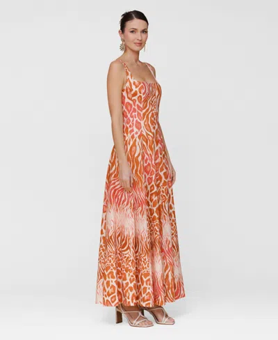 Avec Les Filles Mixed Animal Print Paneled Linen Blend Maxi Dress In Multi