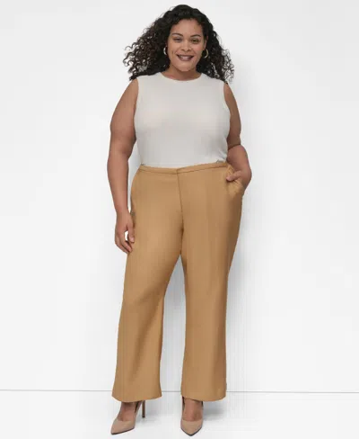 Dkny Plus Size Sueded Canvas High-rise Pants