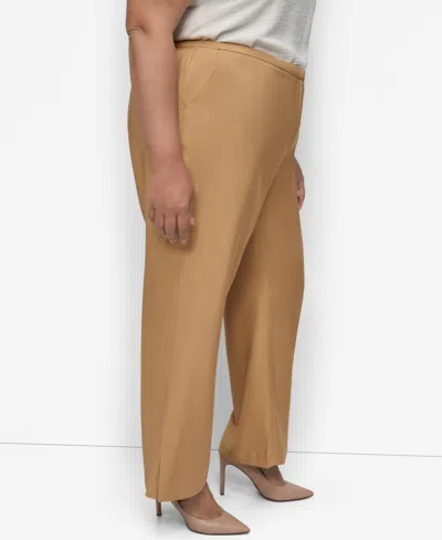 Dkny Plus Size Sueded Canvas High-rise Pants