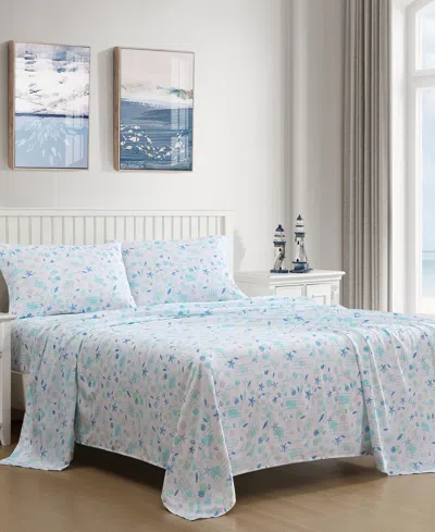 Beatrice Home Fashions Coastal Printed 4-pc. Sheet Set, King In Blue