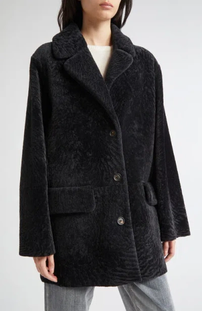 Eleventy Genuine Merino Shearling Jacket In Black
