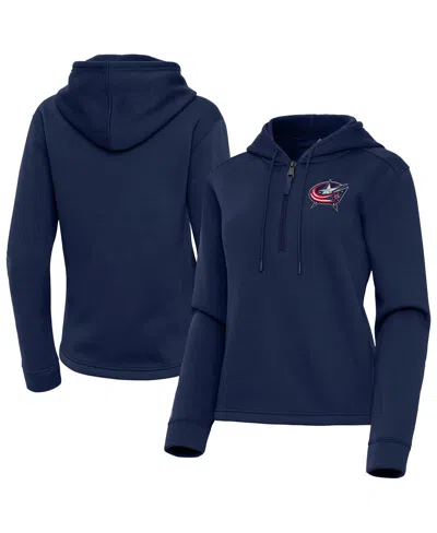 Antigua Women's Navy Columbus Blue Jackets Contemporary Quarter-zip Hoodie