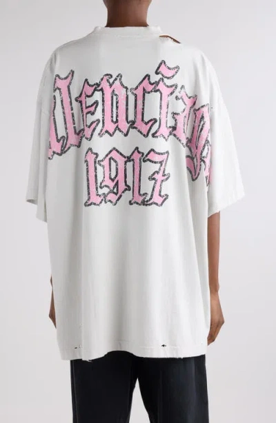 Balenciaga Oversize Graphic T-shirt In White
