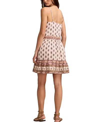 Lucky Brand Border Print Cotton Minidress In Brown