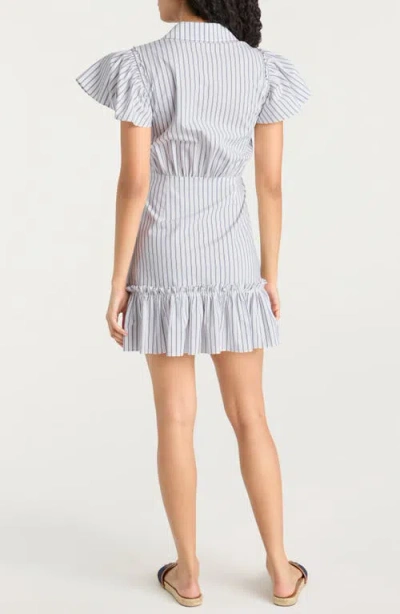 Cinq À Sept Lila Stripe Wrap Dress In Blue