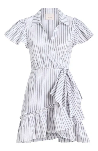 Cinq À Sept Lila Stripe Wrap Dress In Blue