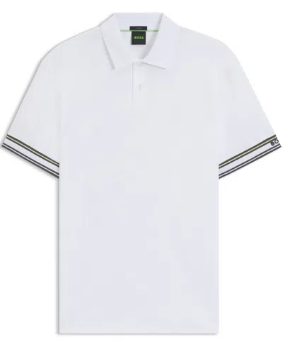 Hugo Boss Slim-fit Polo Shirt In Cotton With Striped Collar