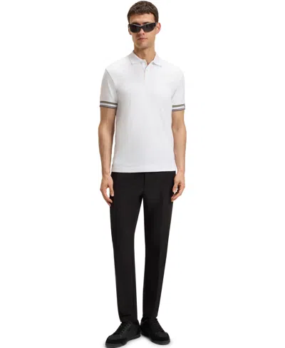Hugo Boss Slim-fit Polo Shirt In Cotton With Striped Collar